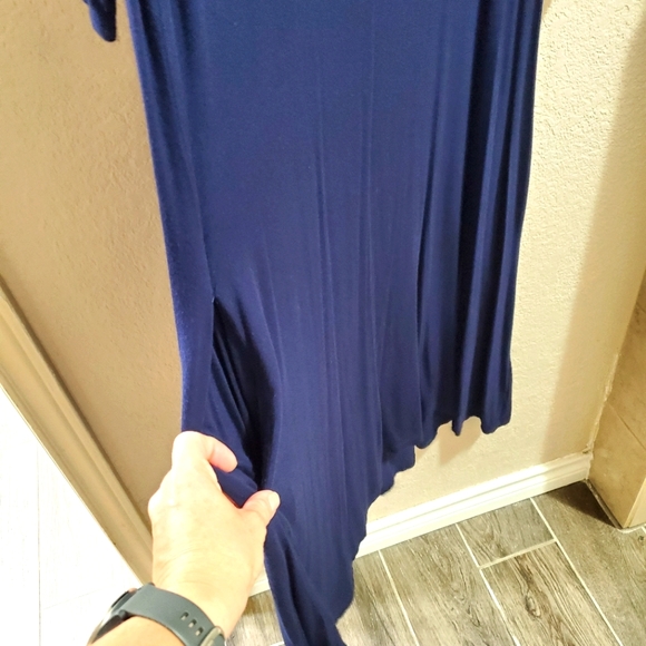 Blue, flower embroidered Nina Leonard dress - Picture 4 of 7